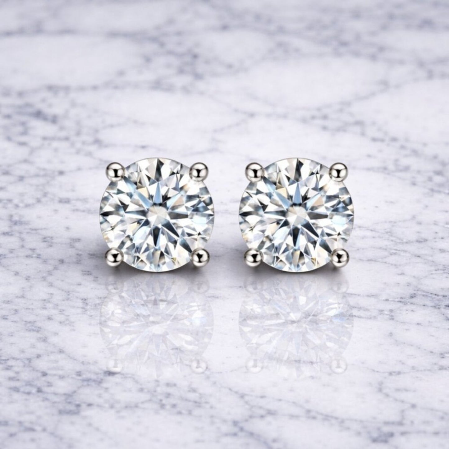 "Bentley" 2 Carat Silver Stud Earrings
