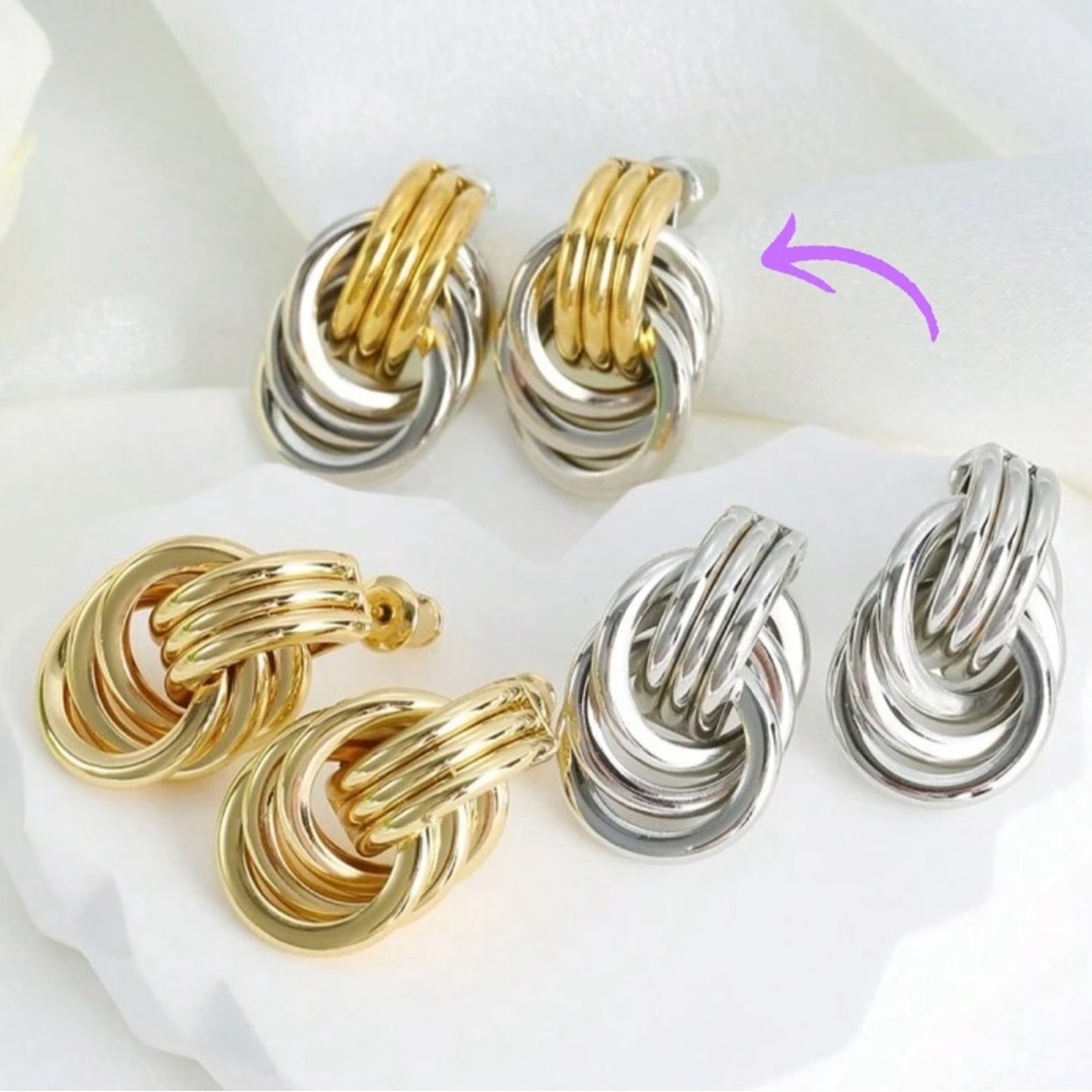 REVOLVE Mixed Metal Geometric 18K Earrings