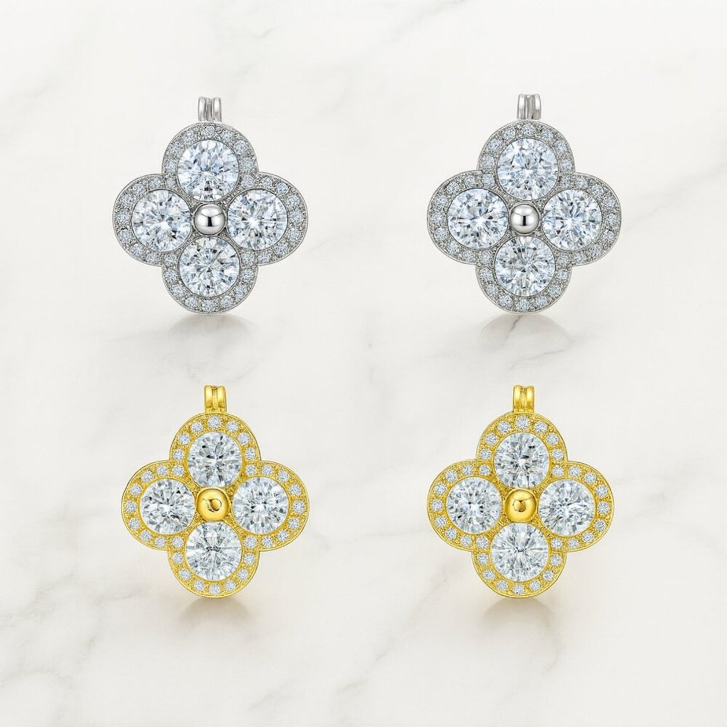 “Scarlet” LUXE Demi Fine Clover Silver Earrings