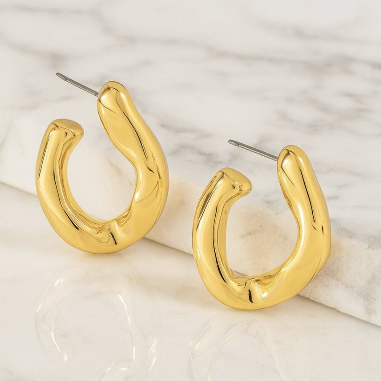 "Calia" Chunky Pear-Shaped Hoops
