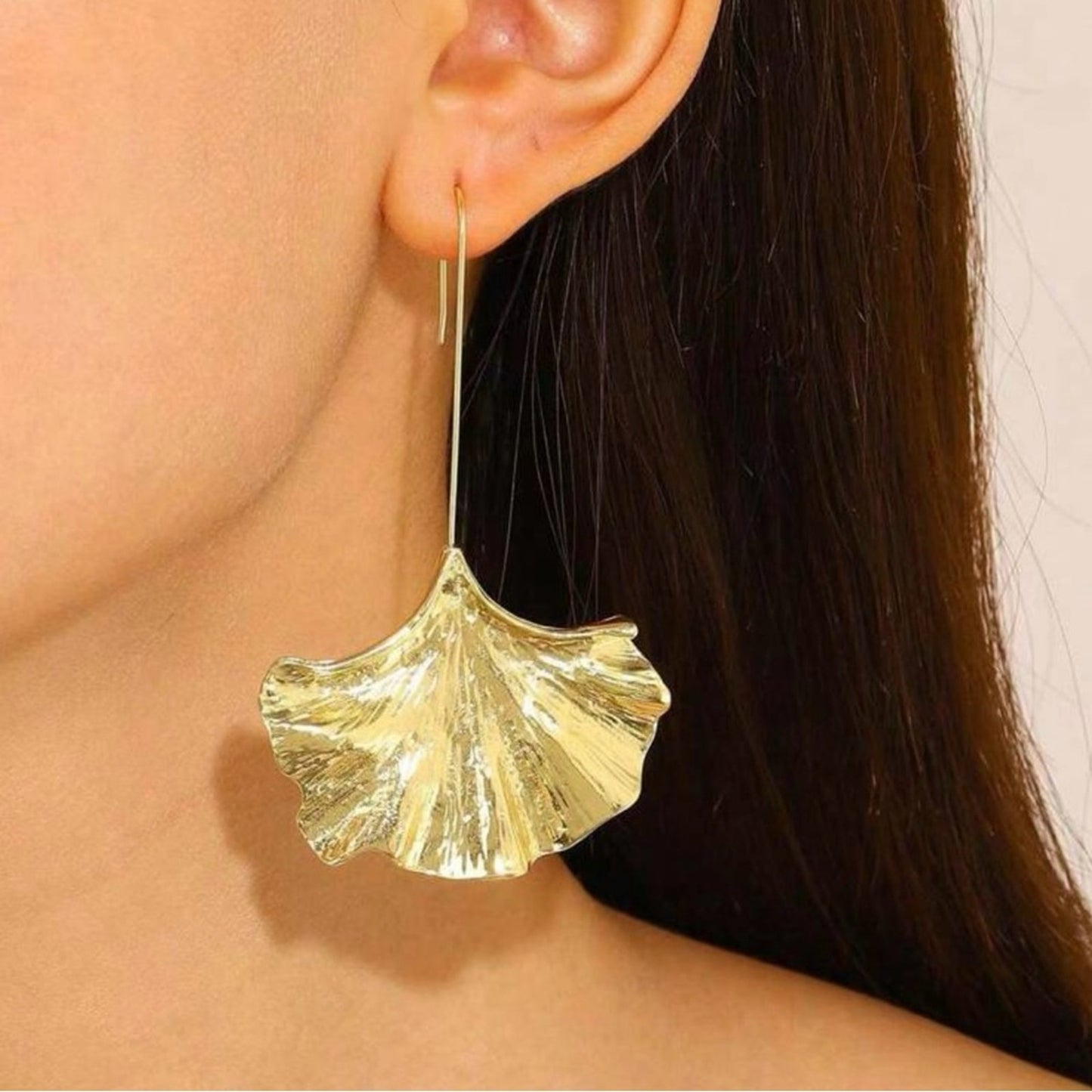 ANTHRO Gold Plated Ginko Leaf Earrings