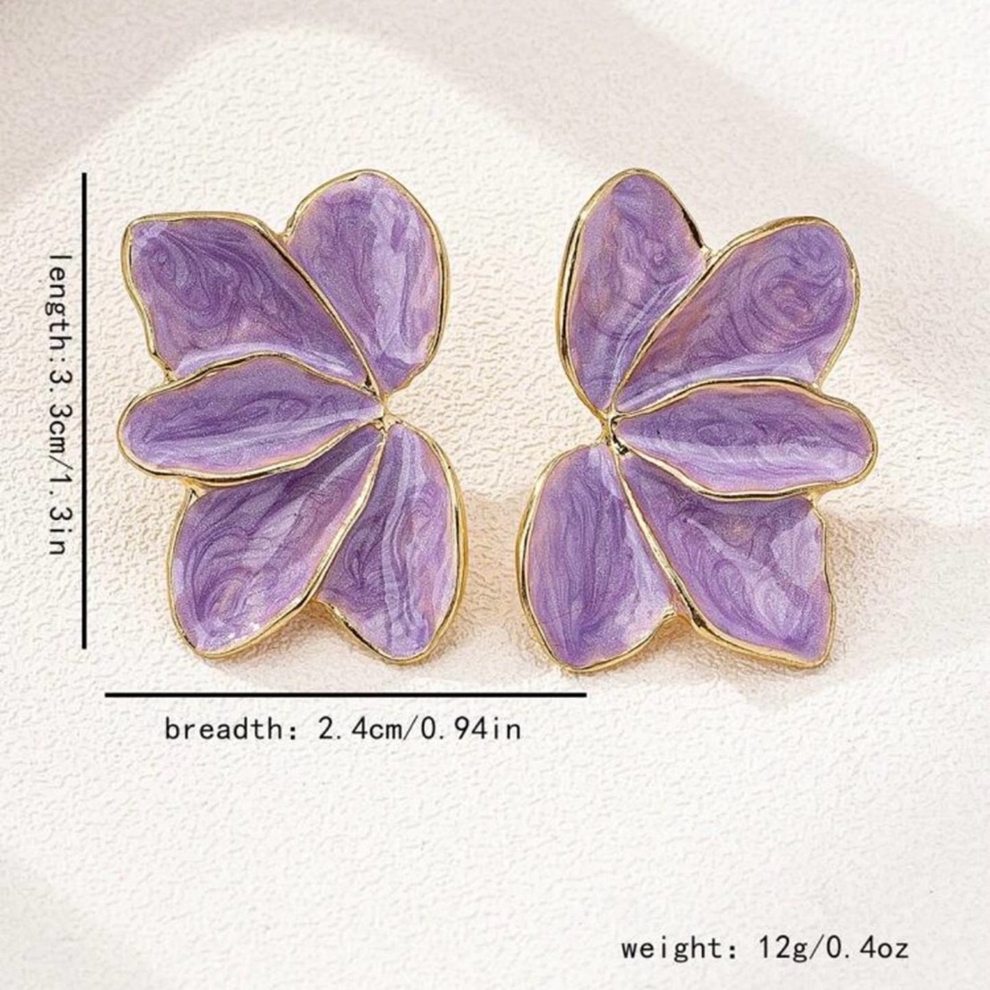 Violet Gold Floral Earrings