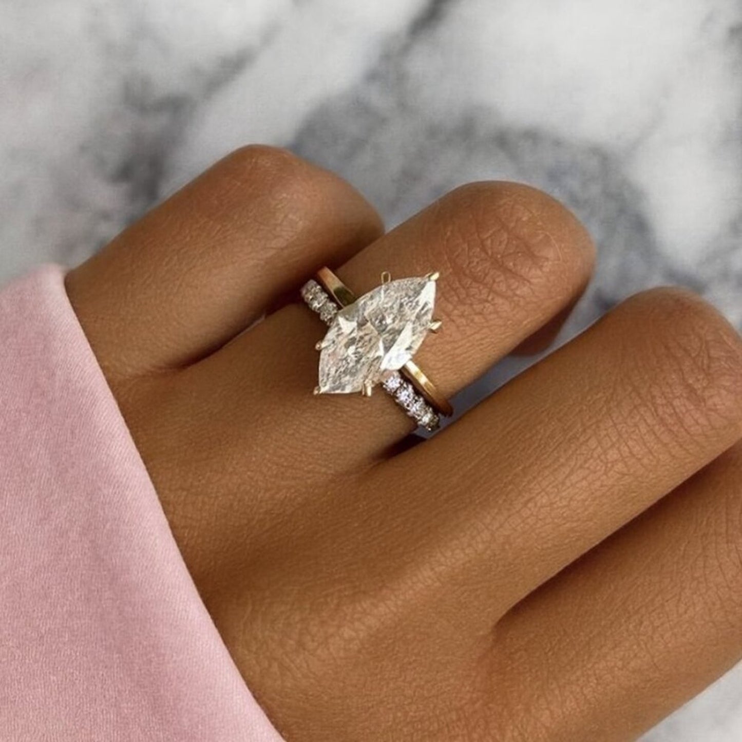 "Dylan" 2ct 925 Marquis Travel Ring Set