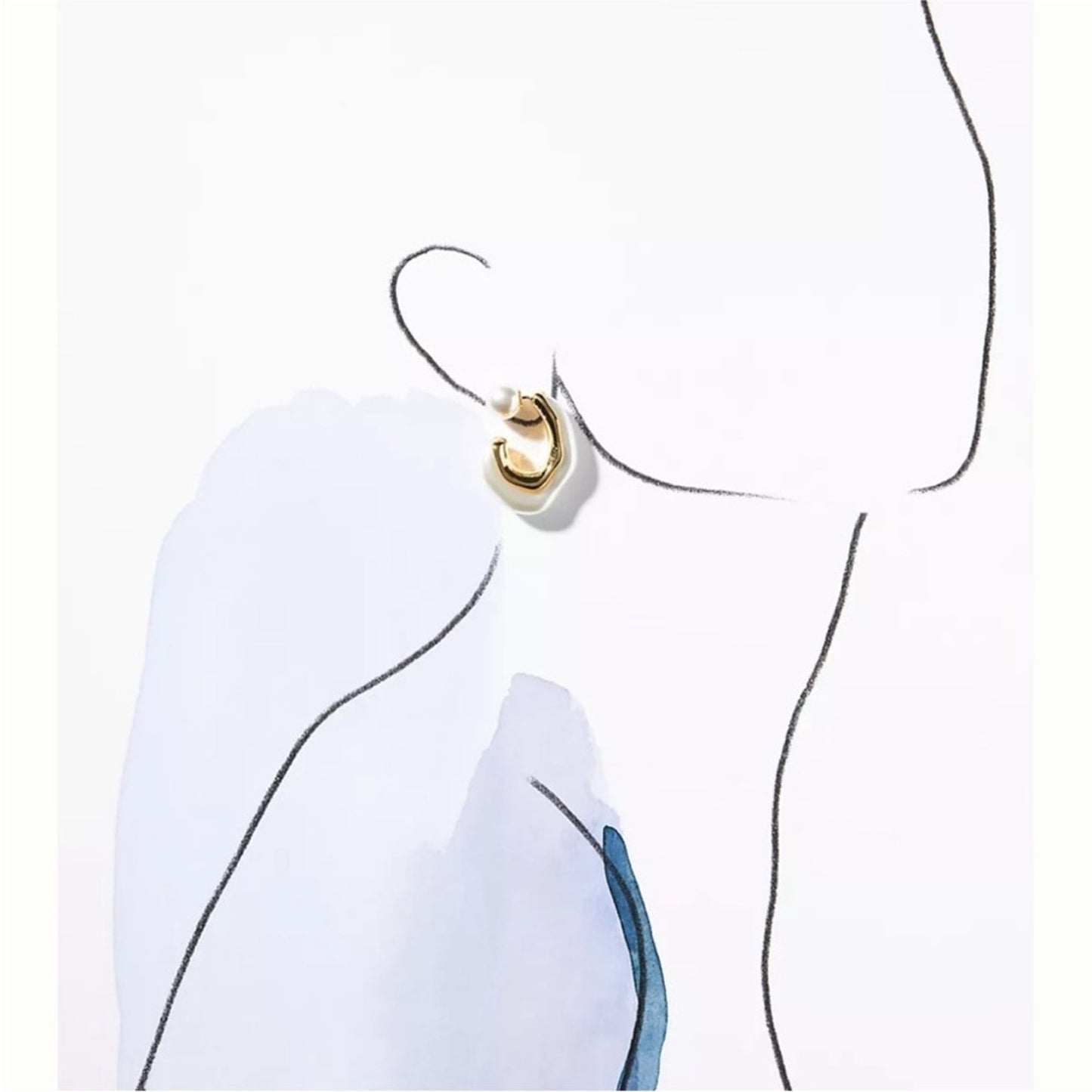 Anthro Double pearl geometric pearl reverse hoops