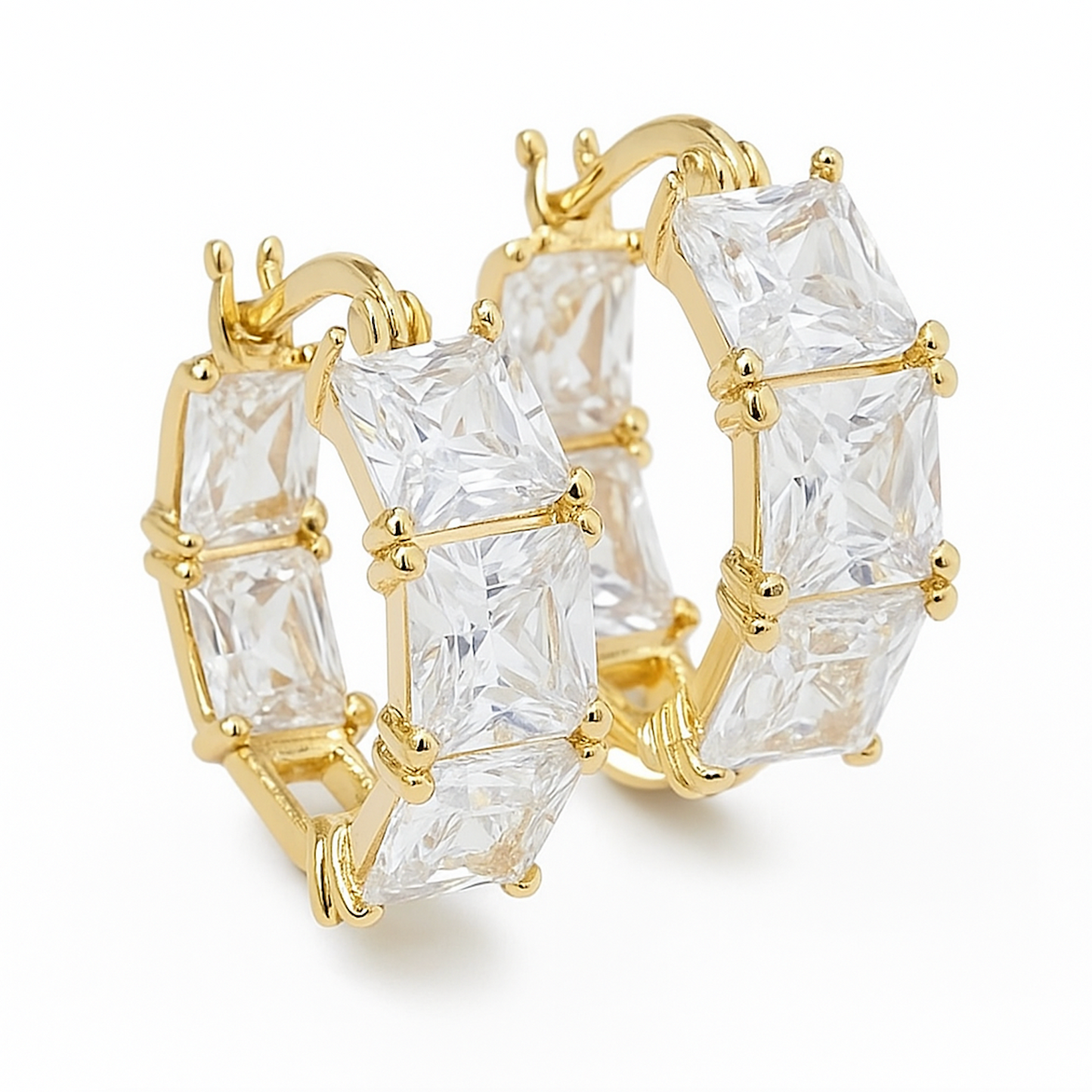 “Dutchess” Princess Cut Bling Hoops