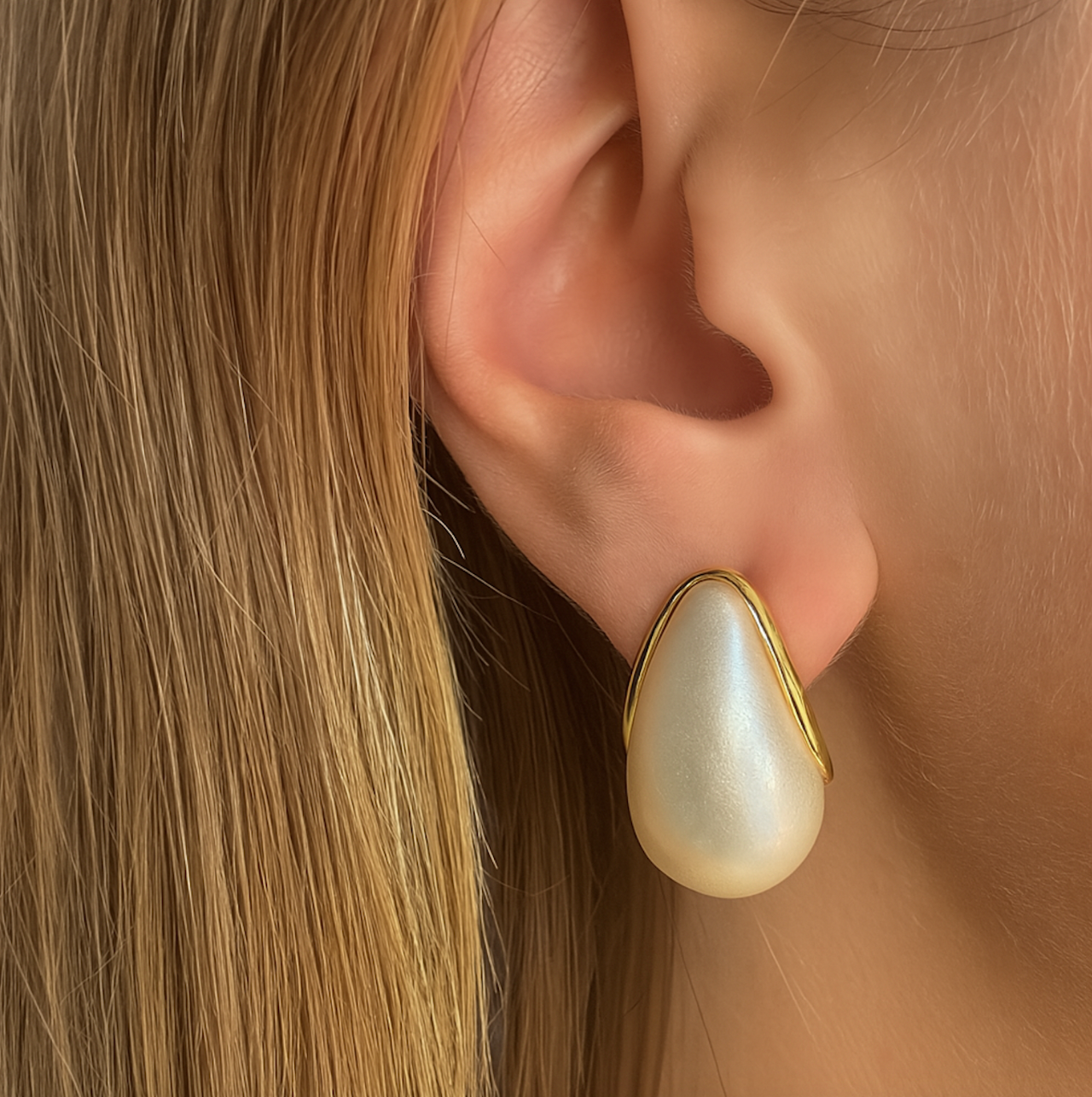 Anthro "Emily" Pearl drop hoop earrings