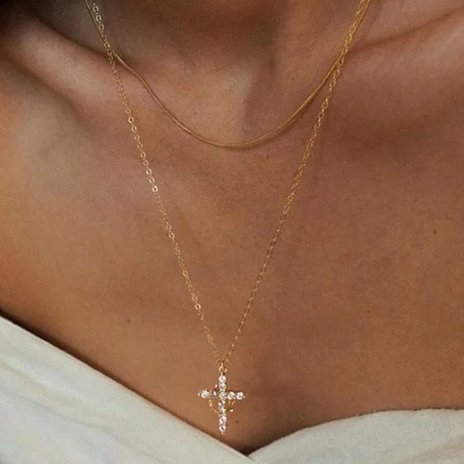 Royal Cross Crown Necklace Waterproof