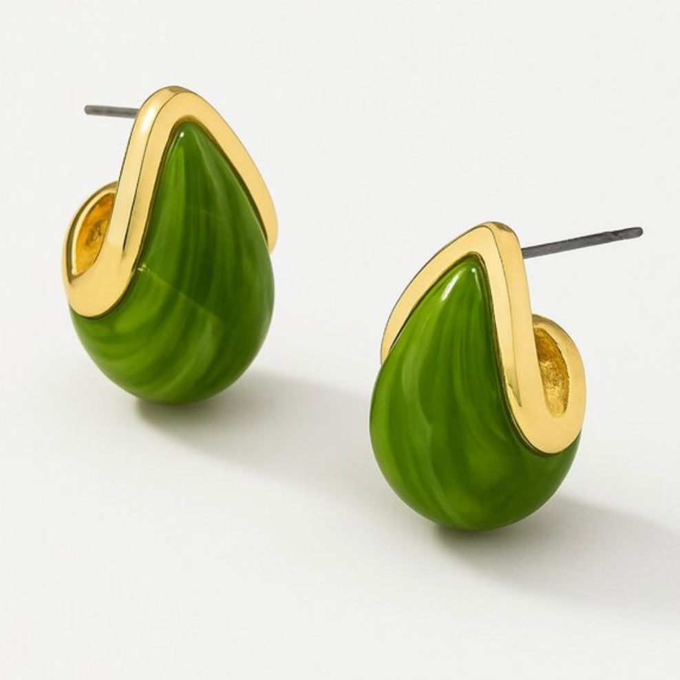 Anthro 18K Green Petra Mini Drop Earrings