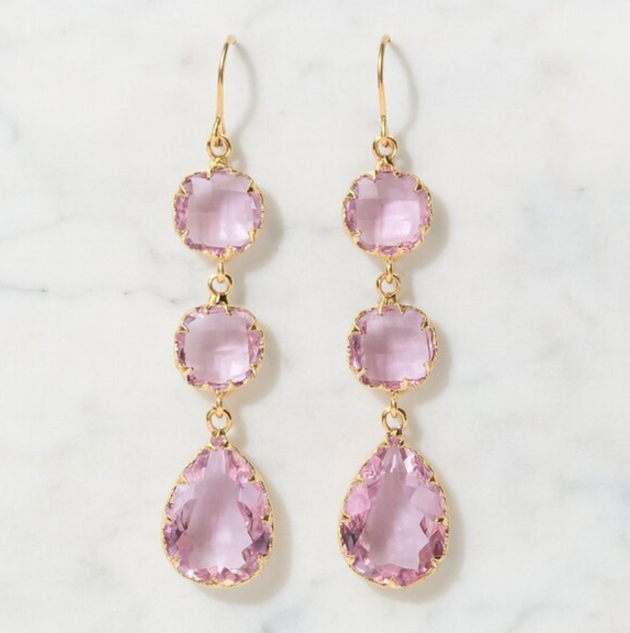 “Sia” Crystal Chandelier Earrings with Gold Etching