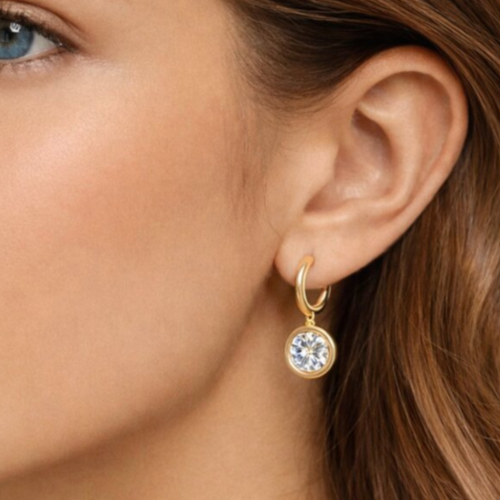 "Monaco" Lab Diamond Drop Hoop Earrings