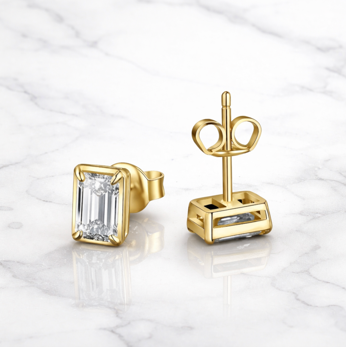 Emerald Cut Moissanite Stud Earrings Keaton