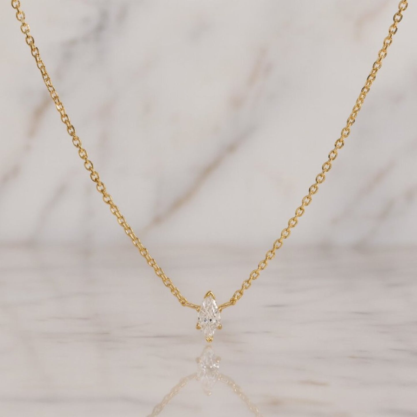 "Havana" 14K Marquis Pendant Necklace