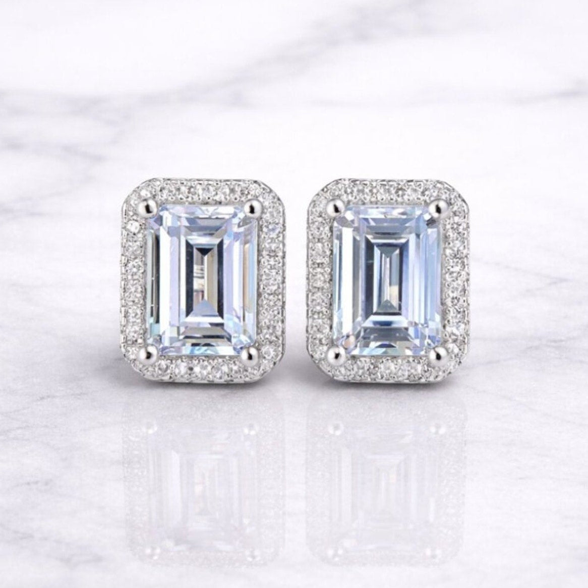"Wahlberg" Emerald Cut Stud Earrings