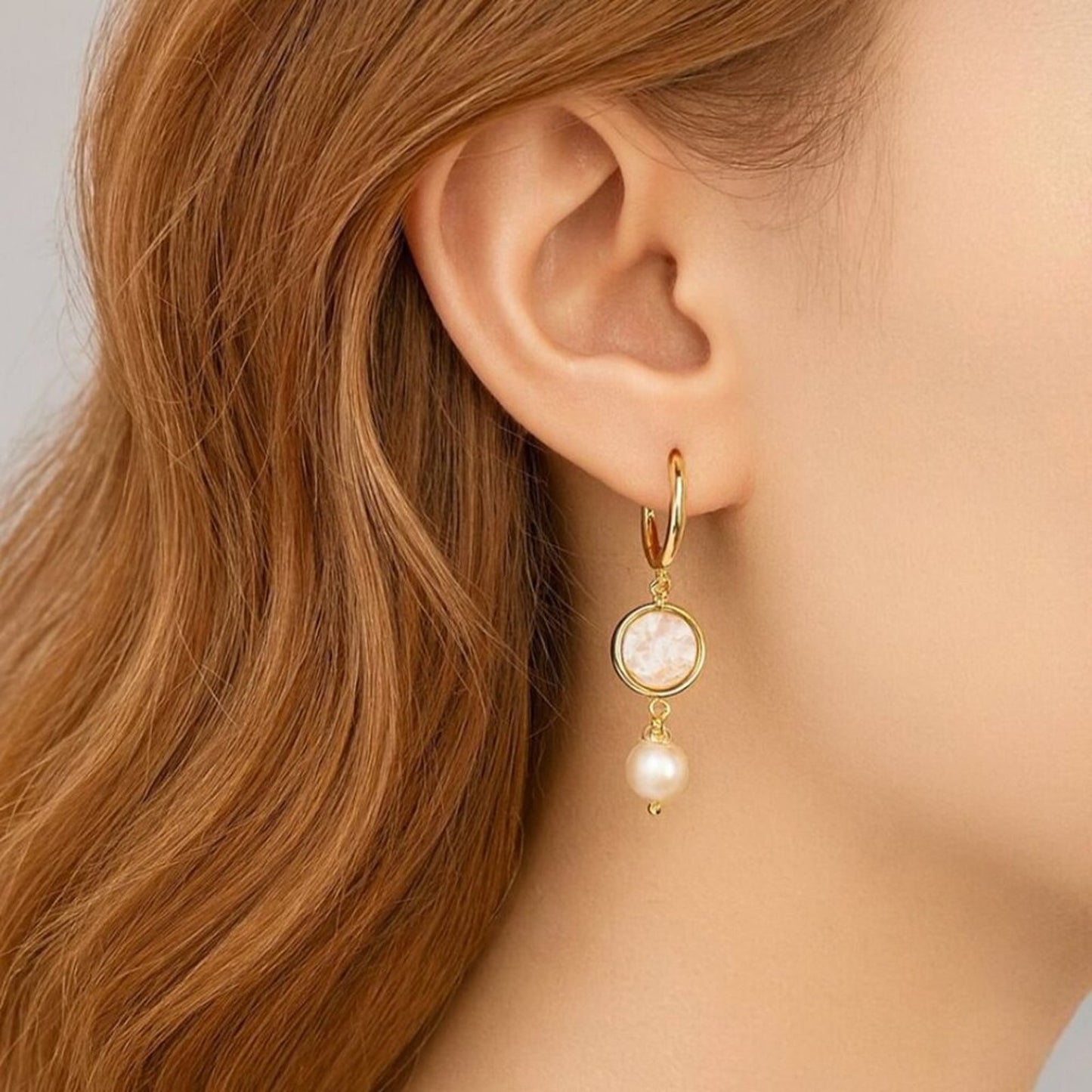 "Rafferty" Pearl Hoop Earrings