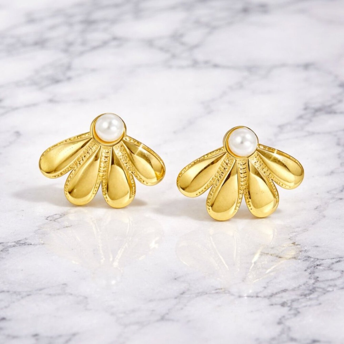 "Devina" Waterproof Pearl Art Deco Earrings