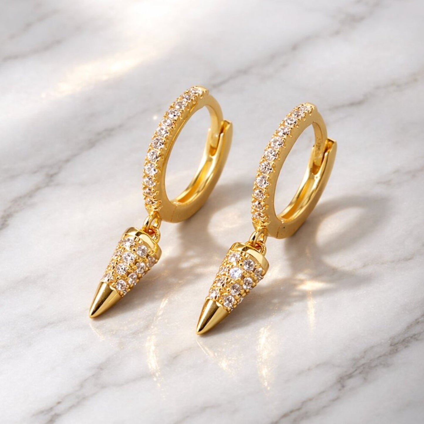 "Eleni" Pavé Stud Huggie Hoops