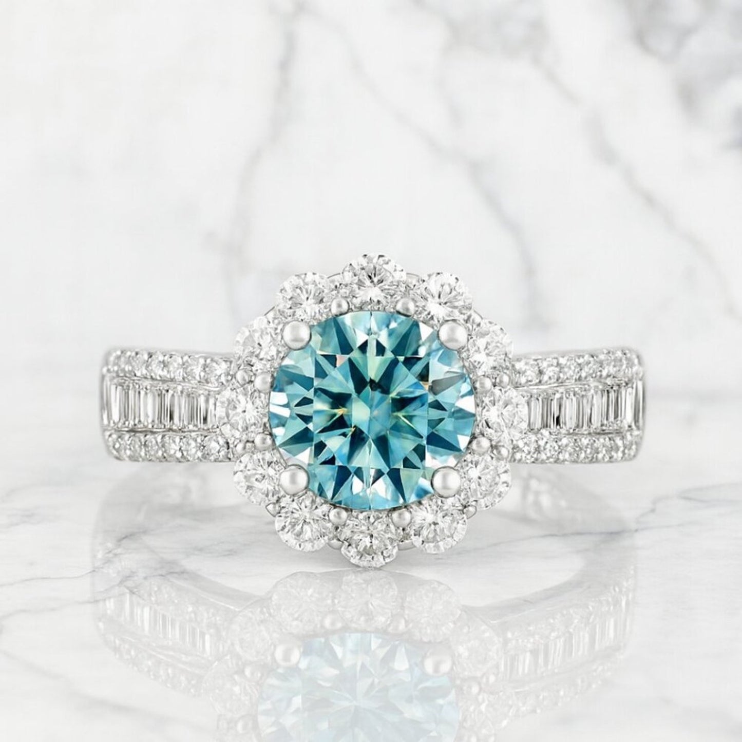 "Marissa" 2ct Lab Diamond Aquamarine Ring