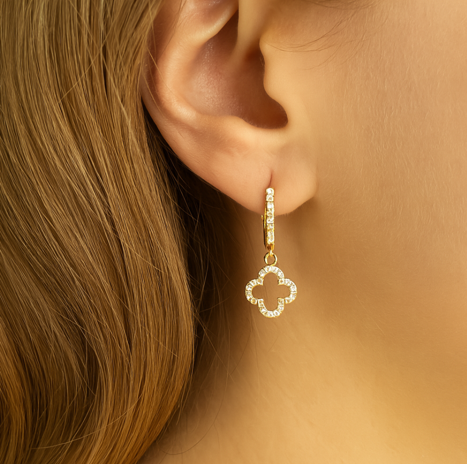 “Ireland” ✨ Clover Petite Drop Hoop Earrings