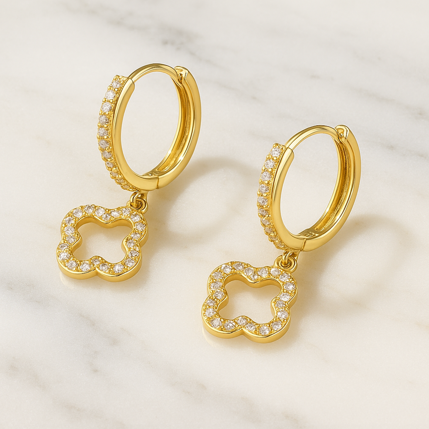 “Ireland” ✨ Clover Petite Drop Hoop Earrings