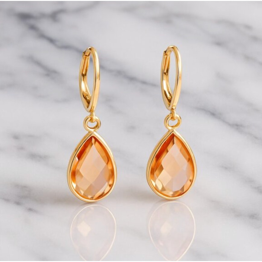 Amber Rose Crystal Drop Hoop Earrings