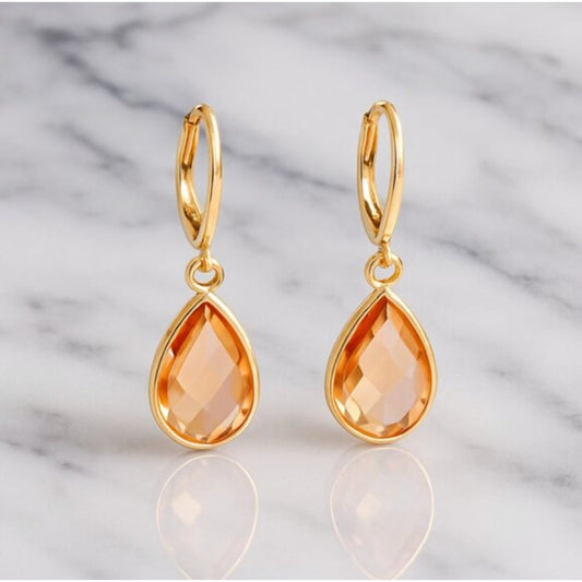 Amber Rose Crystal Drop Hoop Earrings