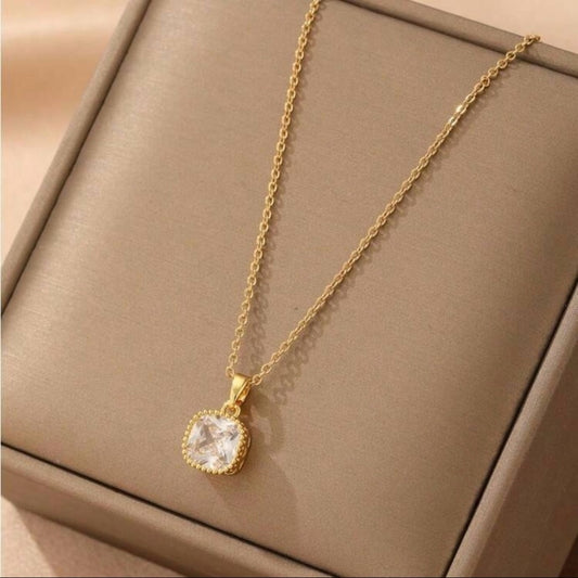 “Juliet” Stainless Steel Waterproof Solitaire Pendant Necklace