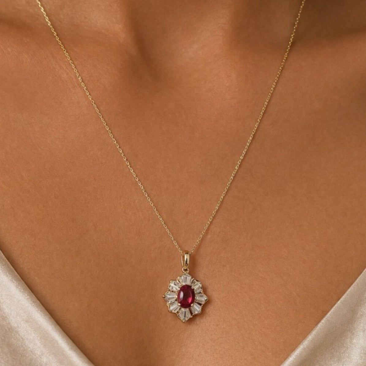 "Josephine" Burgundy Gemstone Necklace