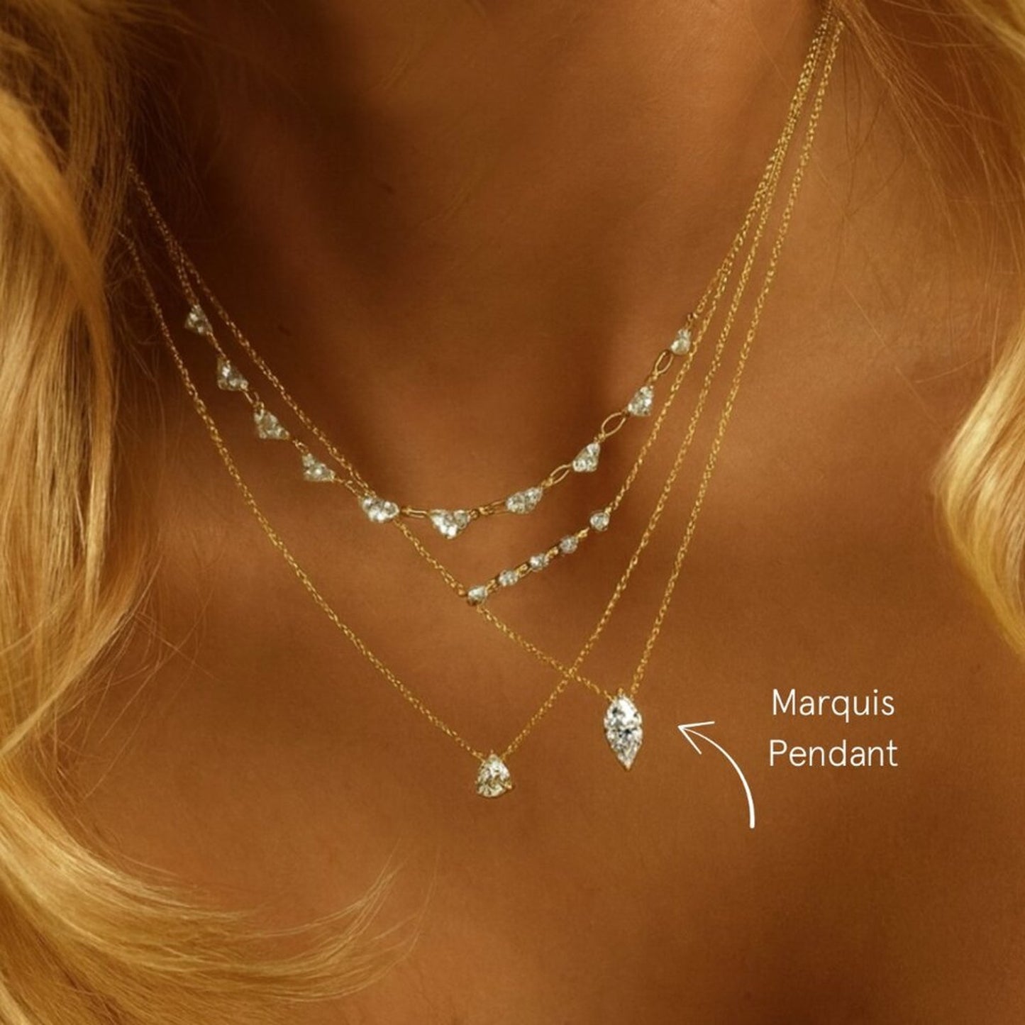 "Havana" 14K Marquis Pendant Necklace