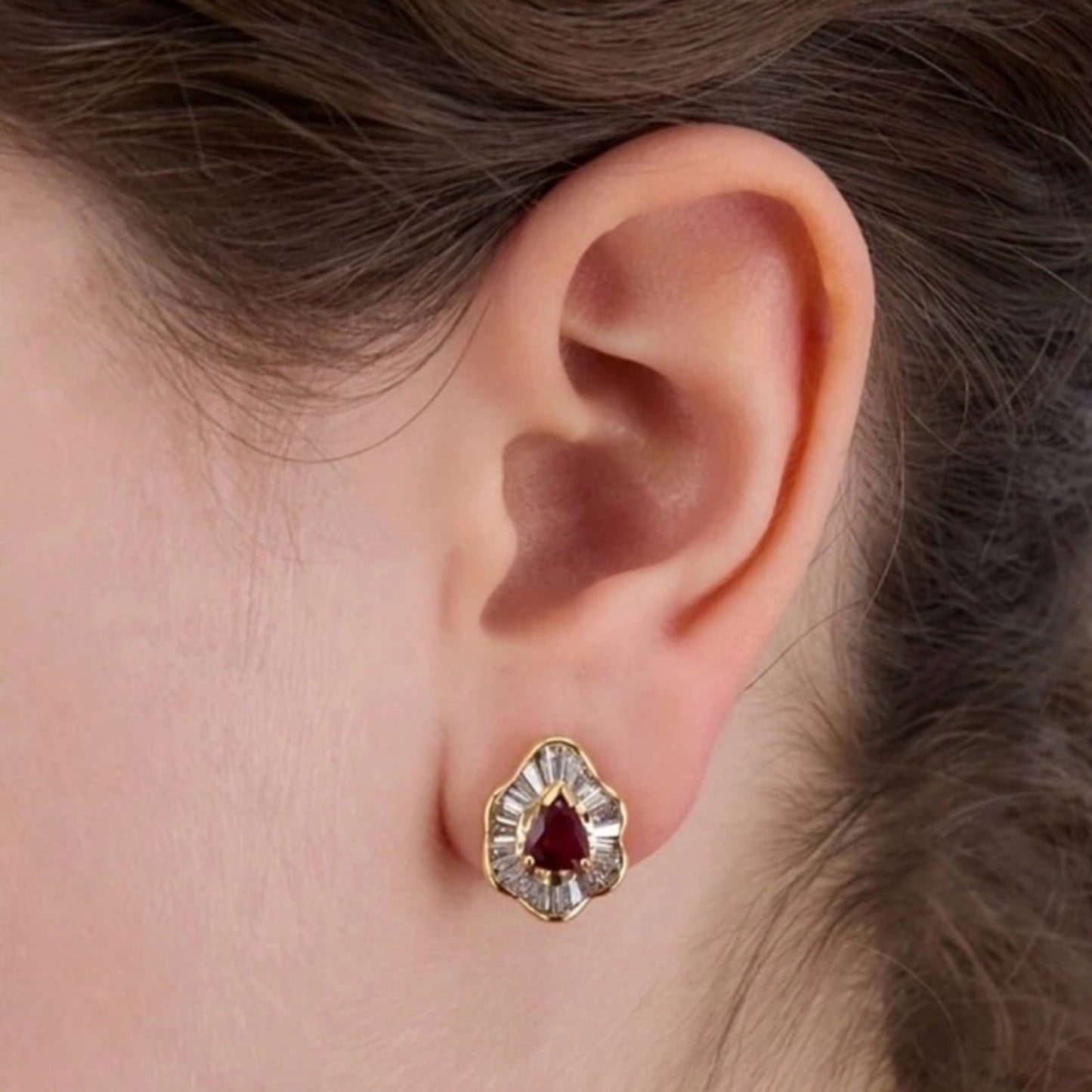 Vintage Style Burgundy Gemstone Earrings