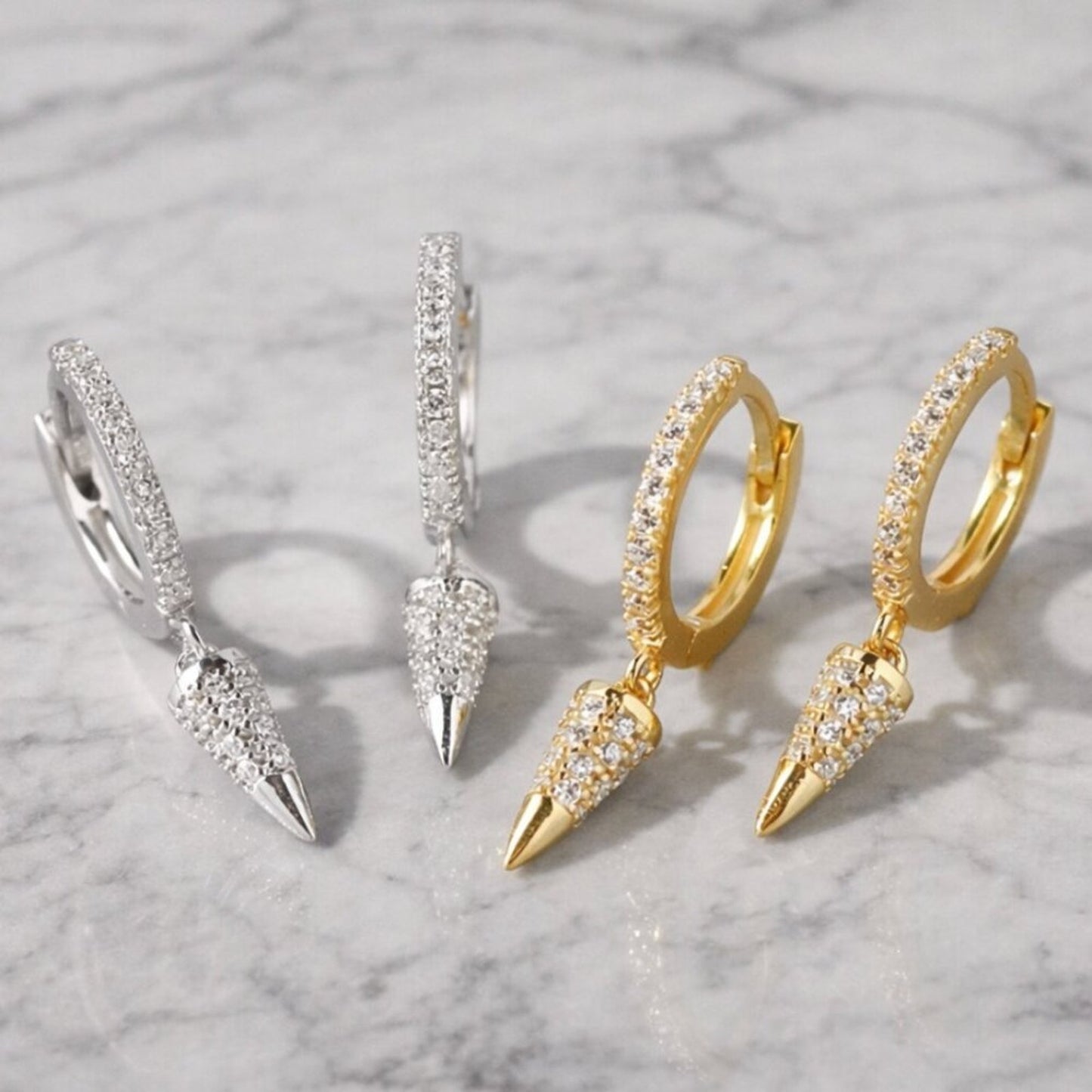 "Eleni" Pavé Stud Huggie Hoops