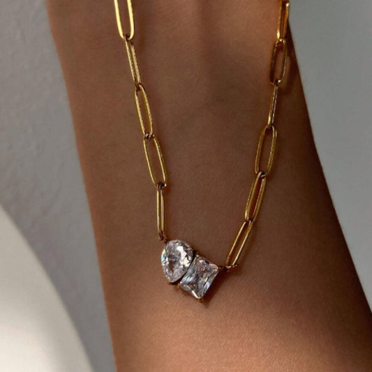 Toi et moi - Paperclip chain stainless steel necklace
