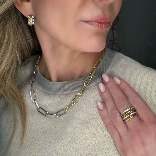 “Everette” Necklace Two-Toned Mixed Metal