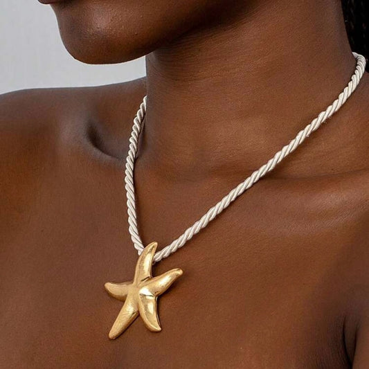 Starfish rope statement necklace