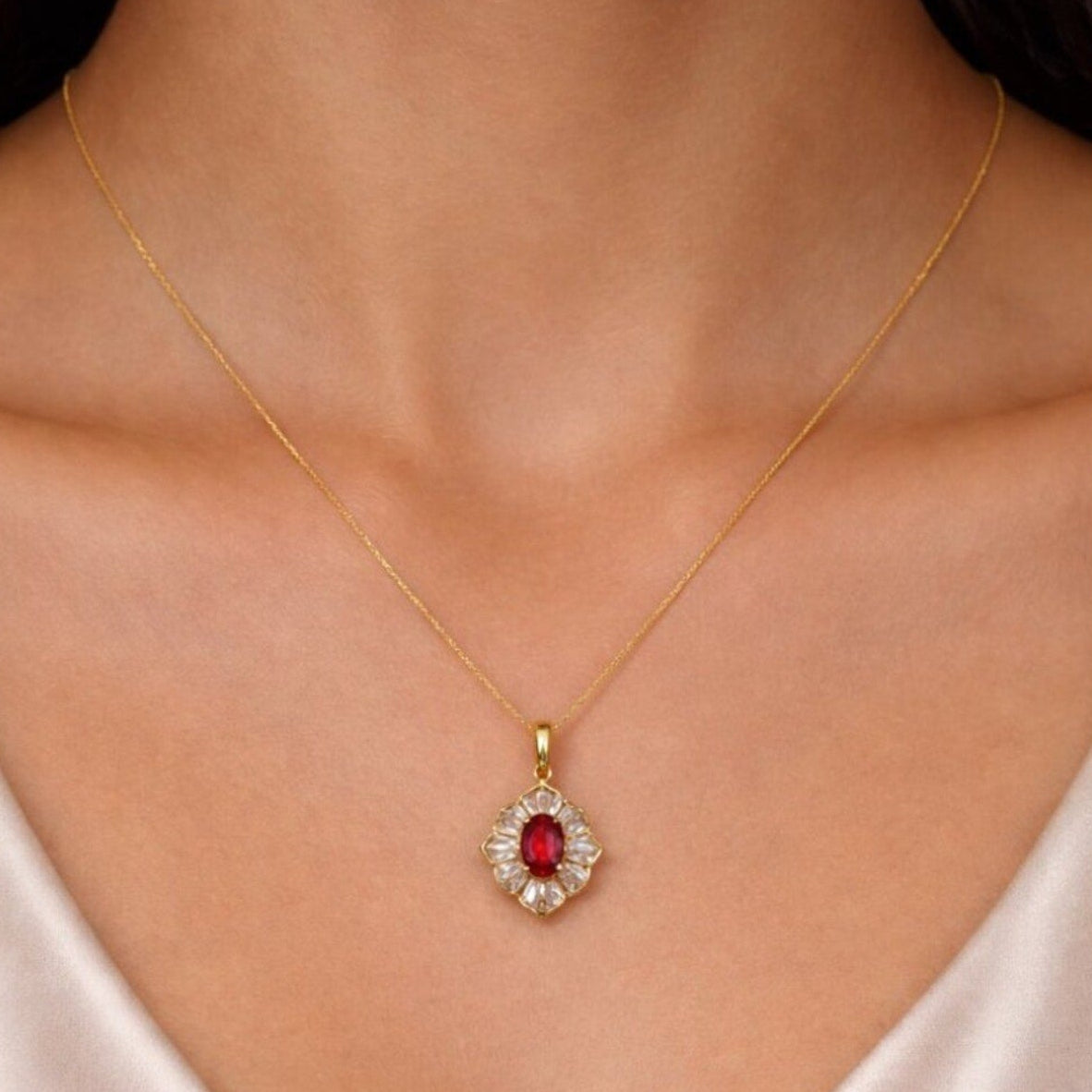 "Josephine" Burgundy Gemstone Necklace