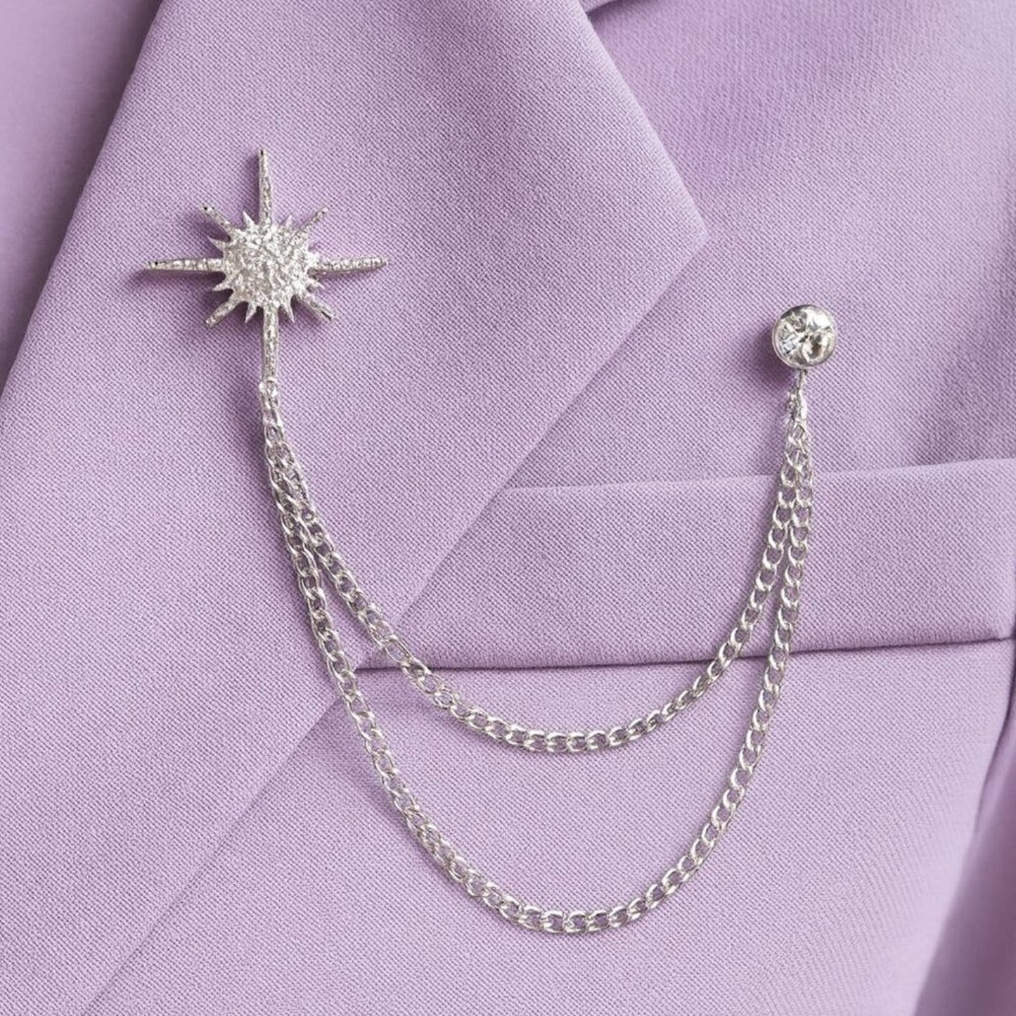 "Allegra" Silver Starburst Chain Pin Brooch