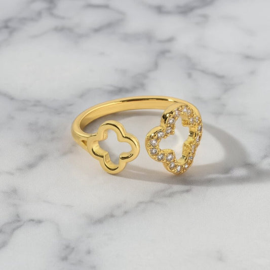 “Ireland” Ring ✨ Adjustable Clover Bling Ring
