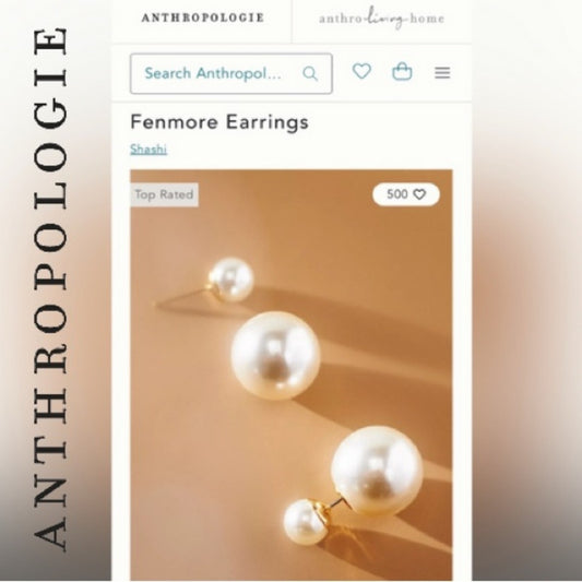SILVER Anthro Shashi Fenmore Pearl Earrings
