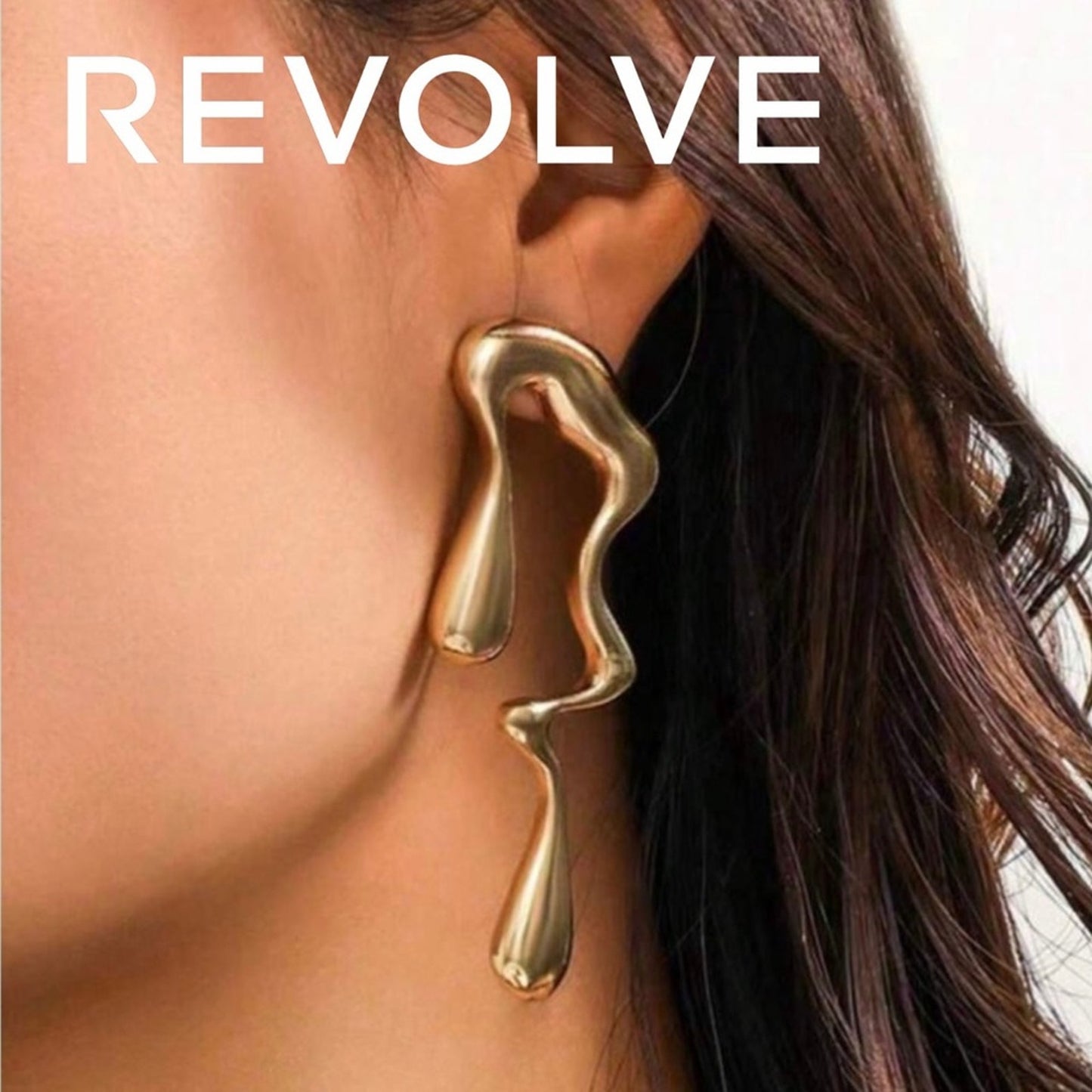Gold Liquid Drop Geometric Earrings