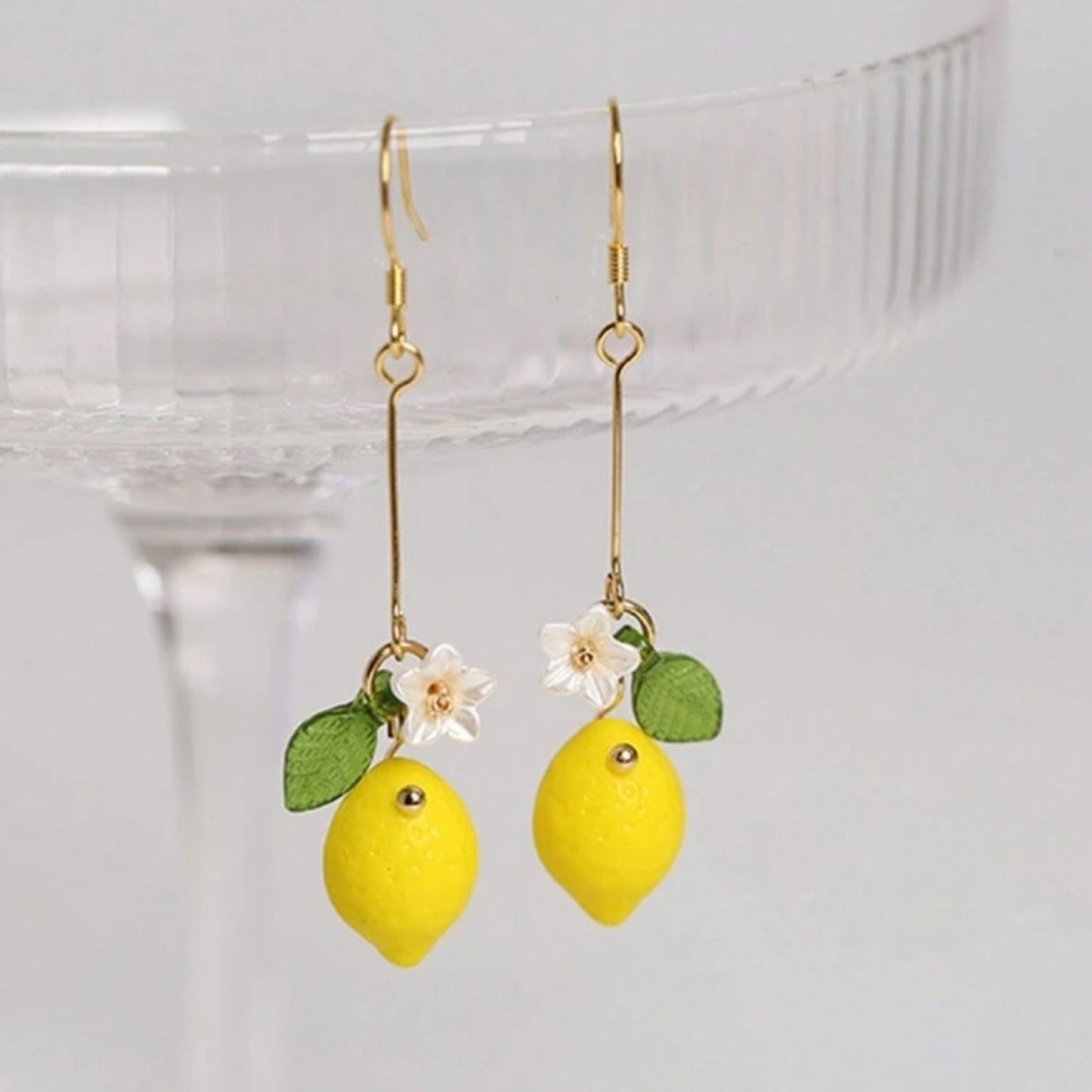 Lemon Drop Earrings with Floral Accent