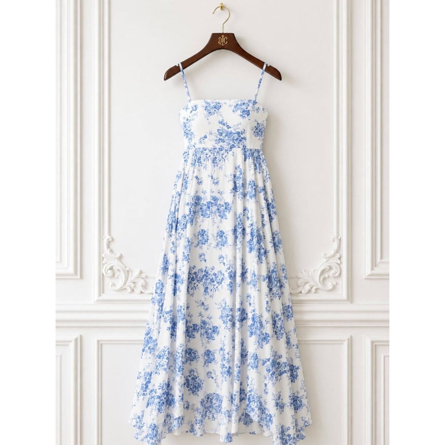 "Sasha" Large Blue White Floral Maxi Dress