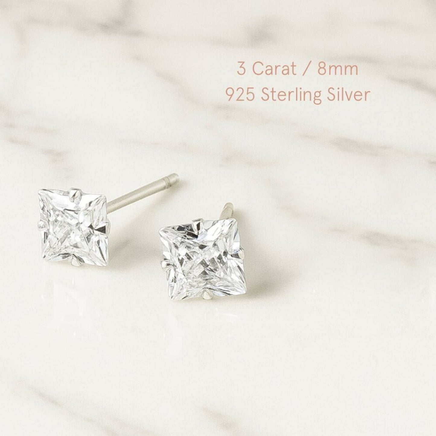 "Briella" 925 Sterling Silver 3 Carat Stud Earrings