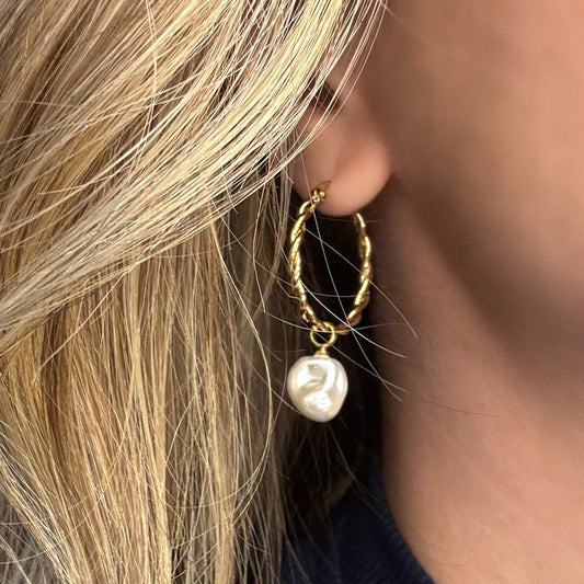🇮🇹 “Firenzé” Freshwater Pearl Braided Hoops