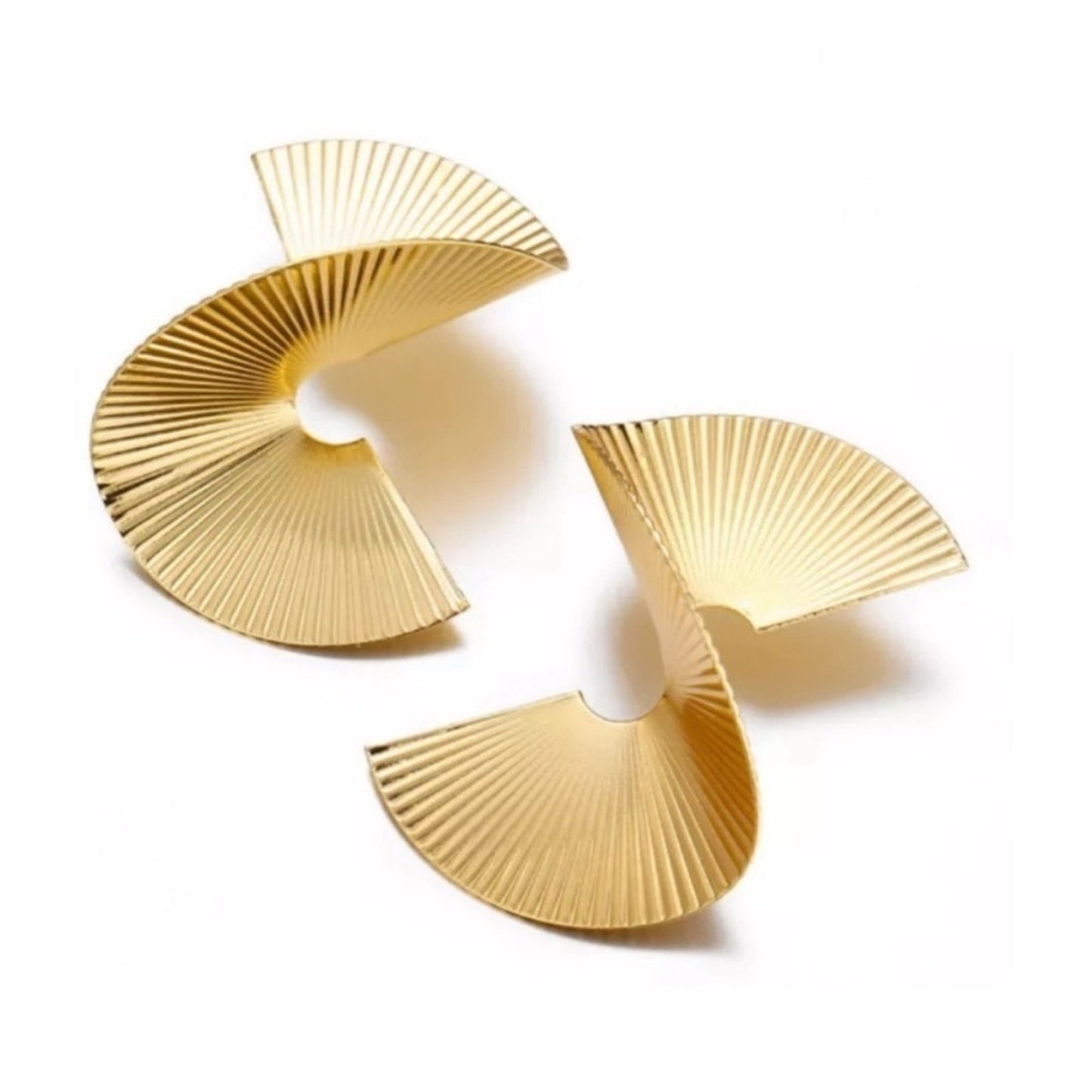 "Flare" Earrings - Textured spiral gold fan out statement earrings