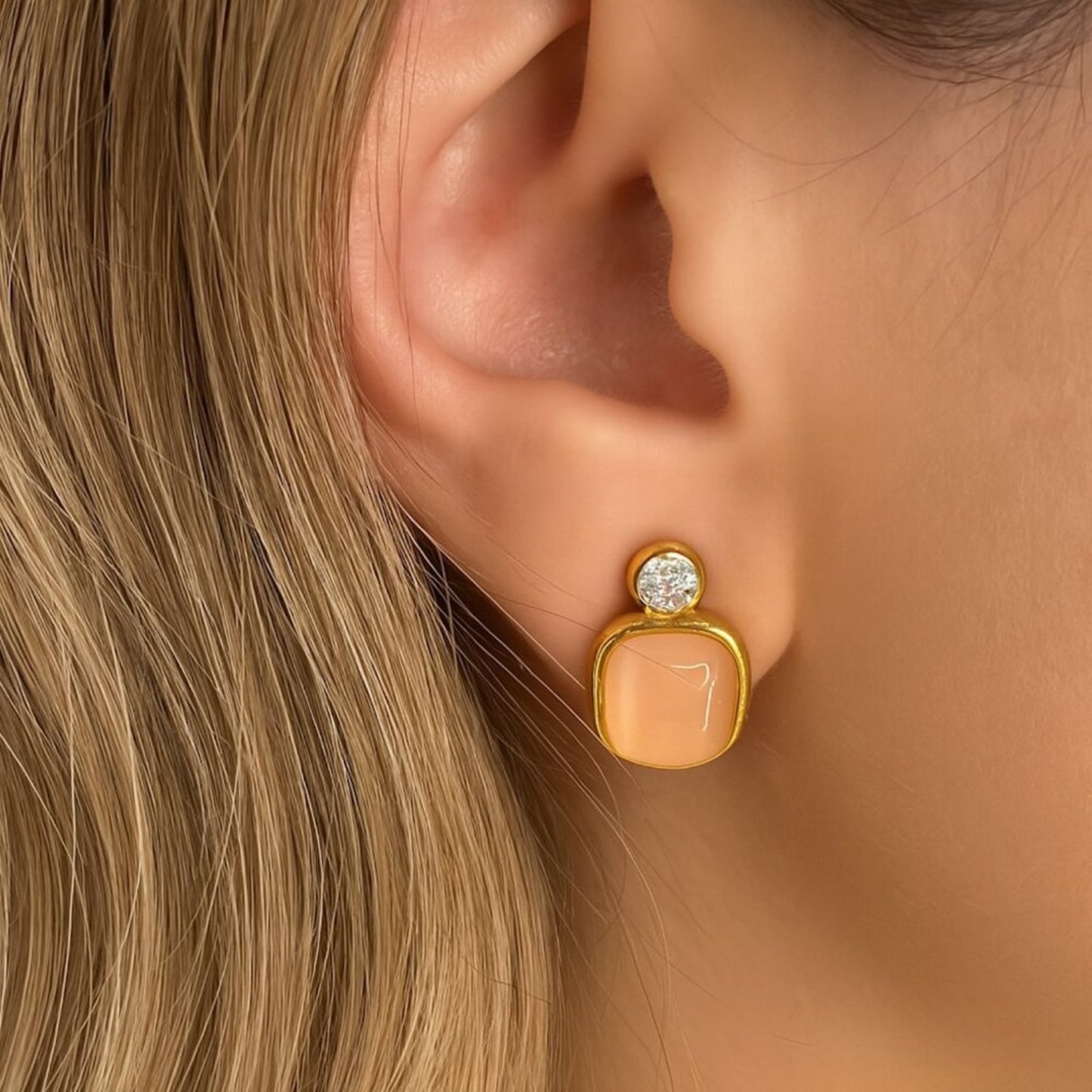 🇮🇹 “Luana” Stainless Steel Stone Earrings of Lake Como