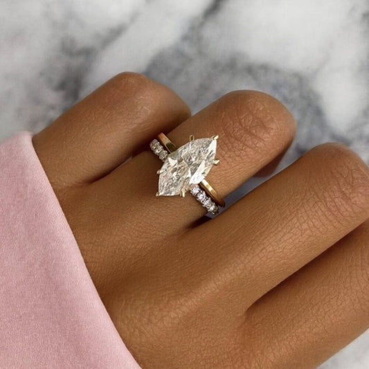 "Dylan" 2ct 925 Marquis Travel Ring Set