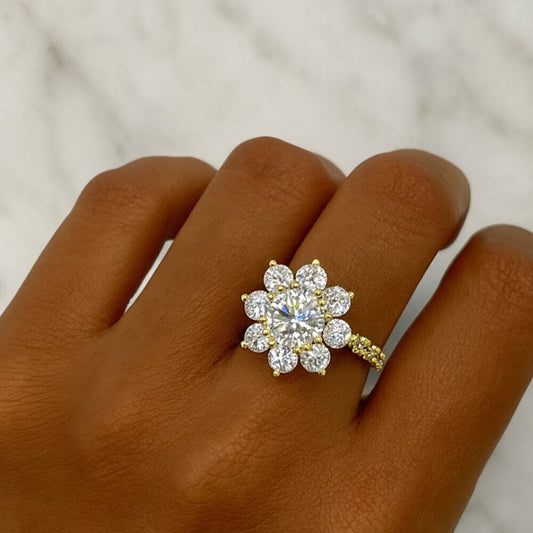 "Blakely" Floral Lab Diamond 925 Sterling Ring
