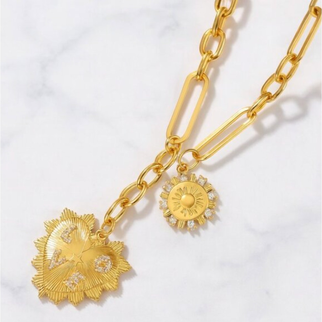 “Sarah” 14K Heart Charm Necklace