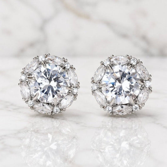 "Irving" Silver Stud Halo Earrings