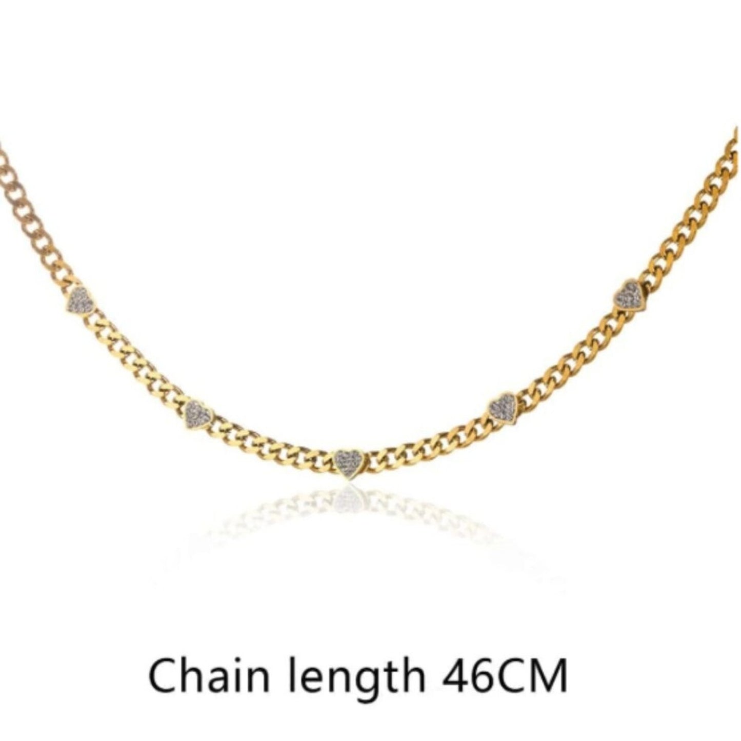 "Britney" Bling Heart Chain Stainless Steel Necklace