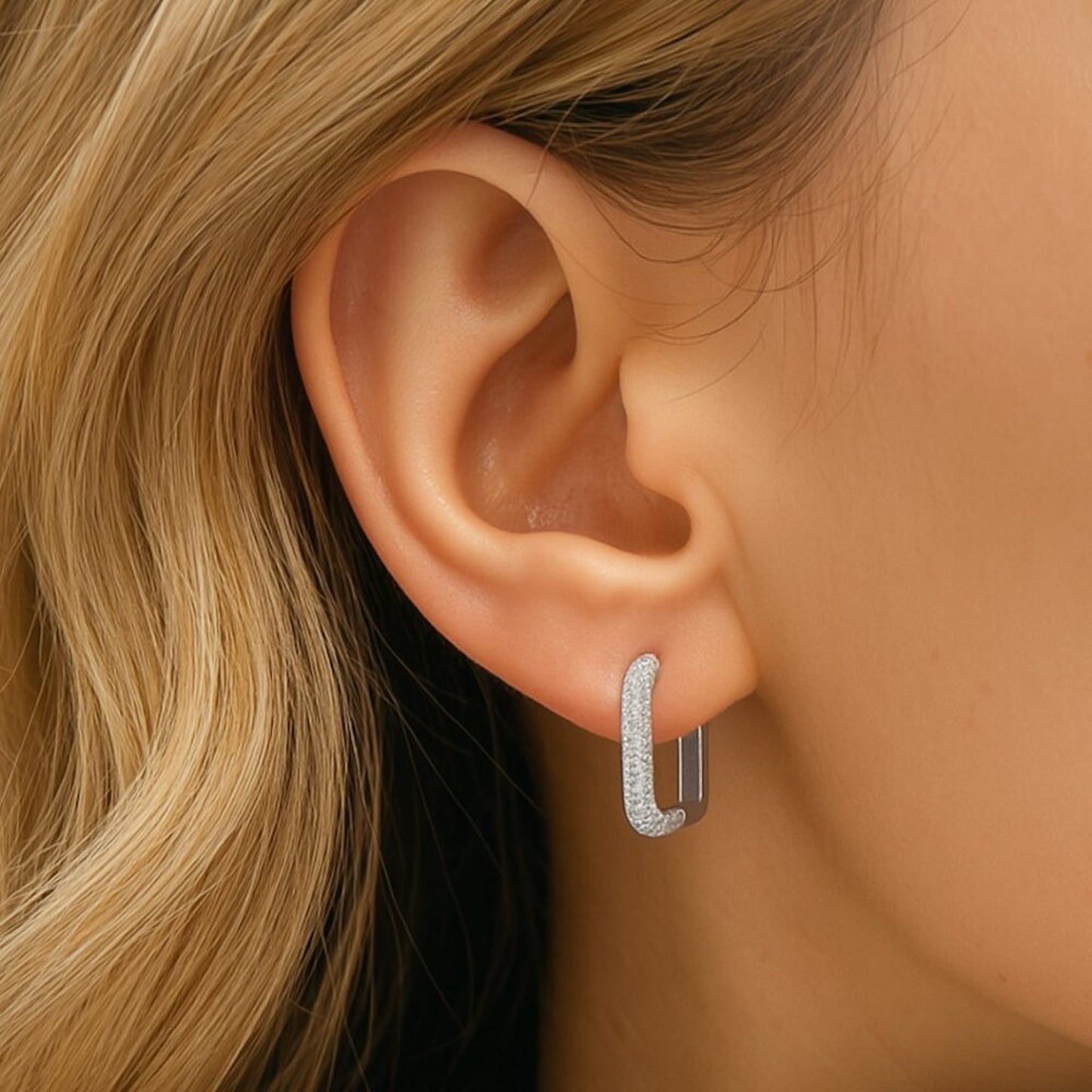 "Aveline" Pavé  Hoop Earrings